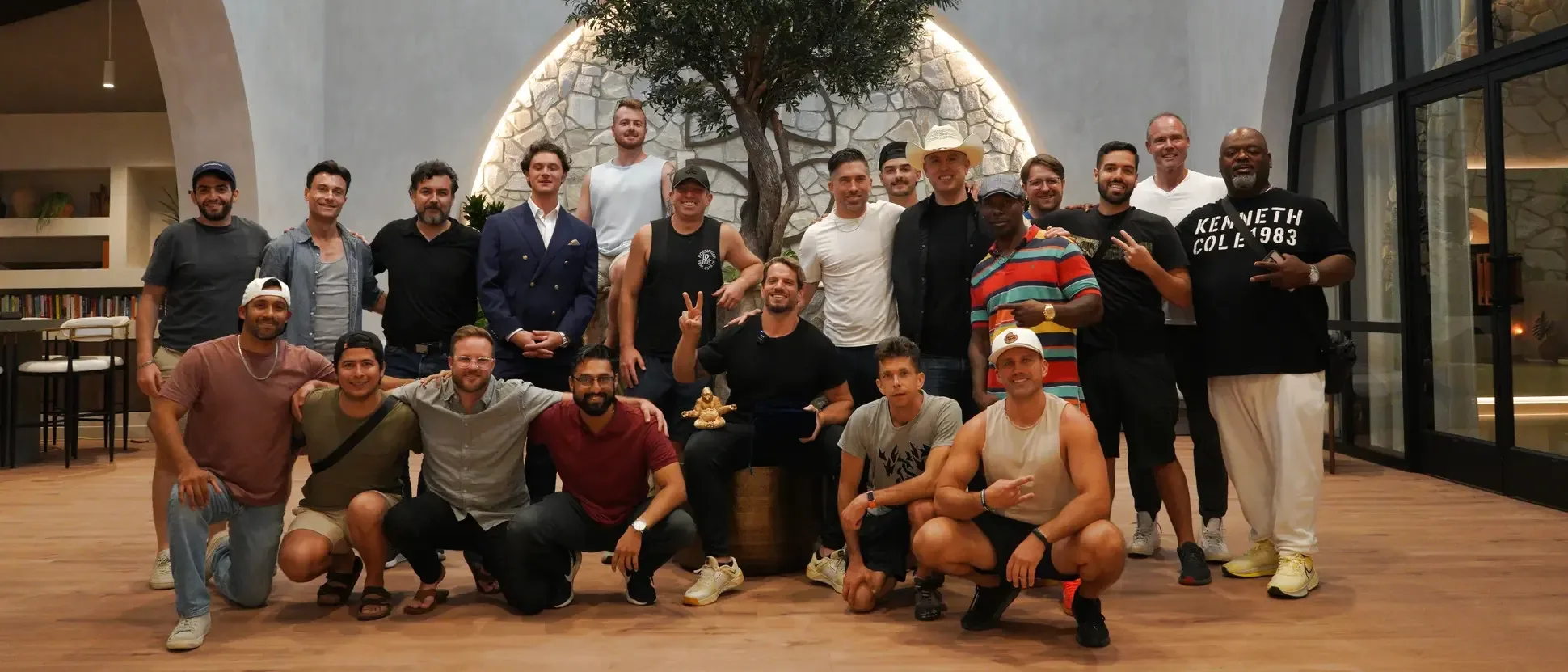 Jarred Curcio with the community in the lobby at Gevity in Austin, Texas